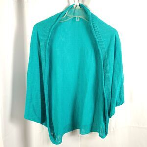 Chico's Womens Small / Medium Blue Open Front Ramie Rayon Blend Cardigan Sweater